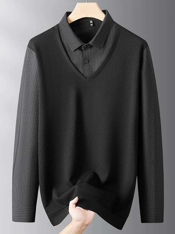 

plus Size Men's Long Sve T-irt Busin irt Collar Base irt Spring Autumn New Sle Faion Urban Loose Fit Polyeste...