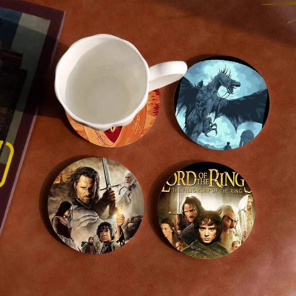 Fantasy Movie L-Lord Of R-Rings Wooden Coaster Colour Printing Cup Mat Home Desk Decoration Gifts