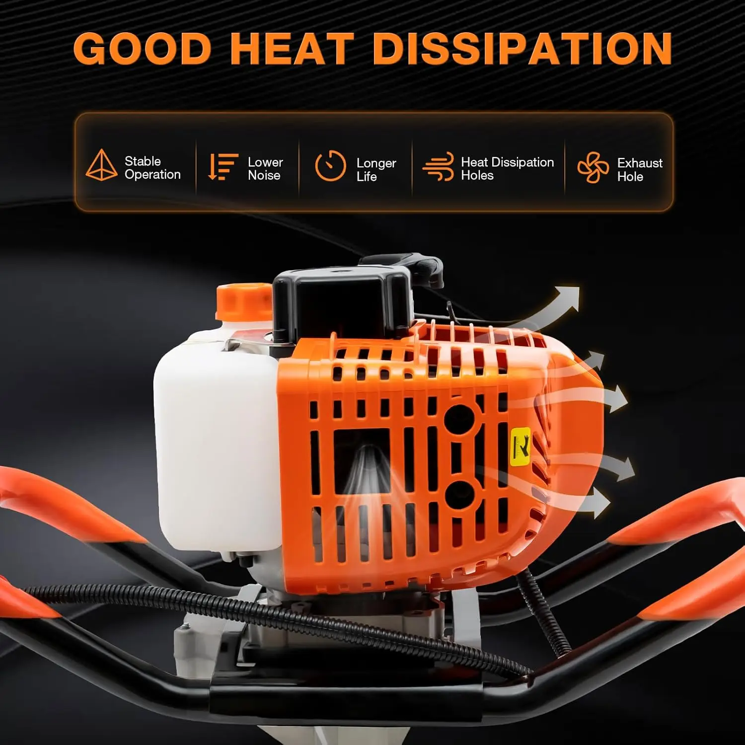 Gás Powered Post Hole Digger, Terra Auger Borer, Motor Virabrequim completo, 3 Broca Barra de Extensão, 4 em, 6 em, 8