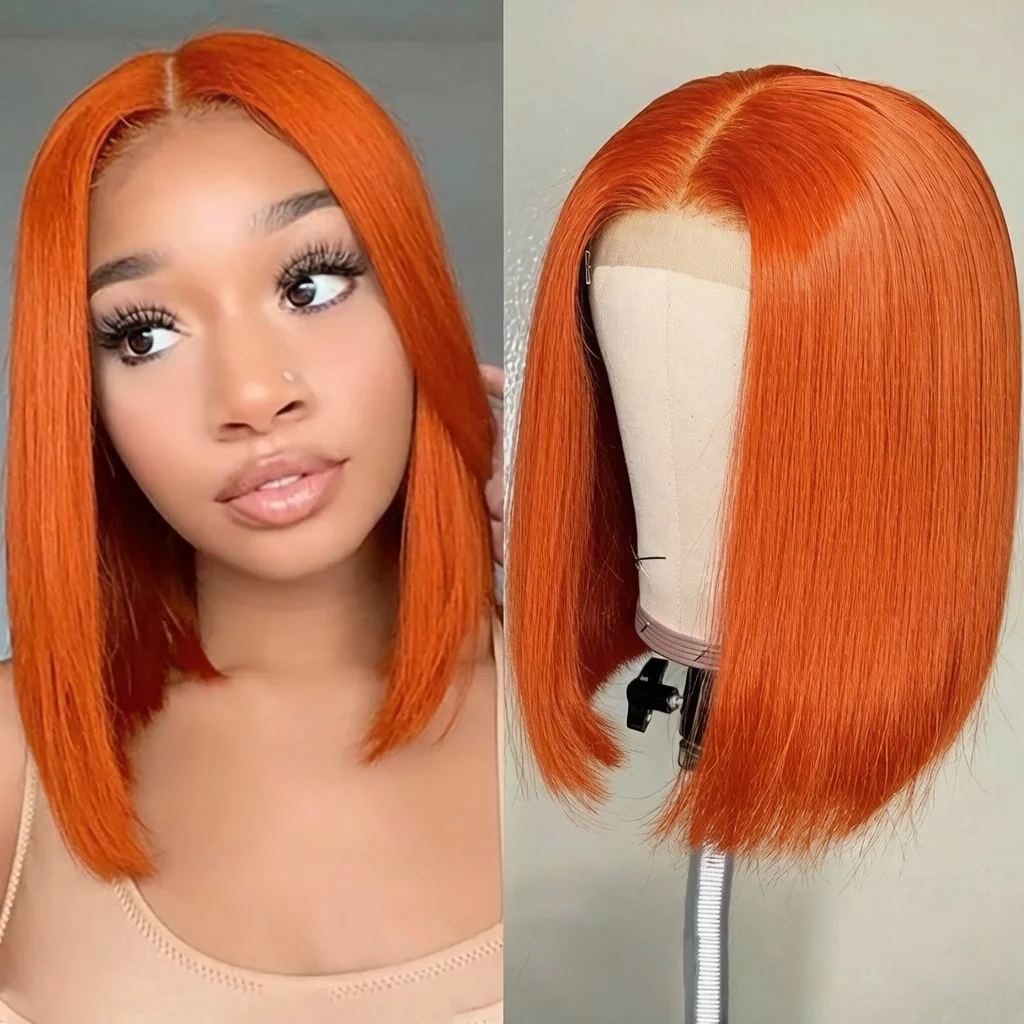 12-inch-orange-straight-bob-wig-13x4-lace-front-human-hair-180-density-colored-wig-for-women