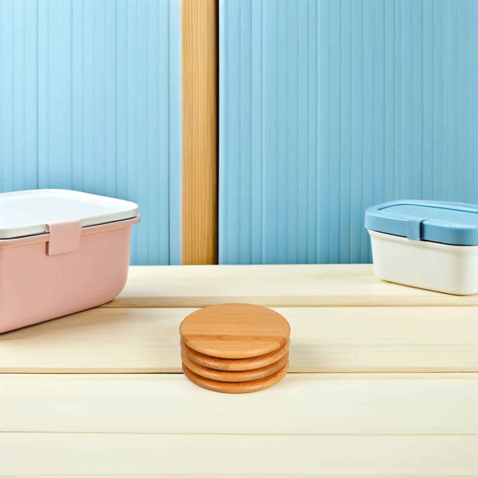 

4Pcs Bamboo Cup Lid Round Spill Proof Reusable Universal Cover for Coffee Tea Water Mugs Travel Cups Bamboo Lids