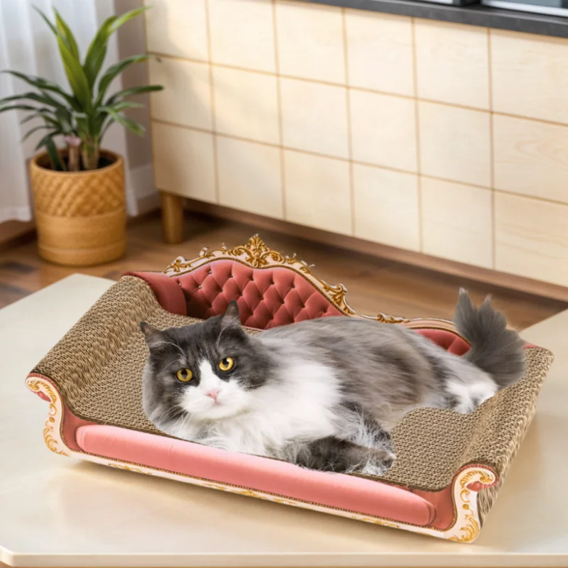 Katzensofa, Katzenbett, Wellpappe-Kratzmatte, Katzenkratzer, Kratzschutz für Fliesen, Möbelschutz für den Sommer