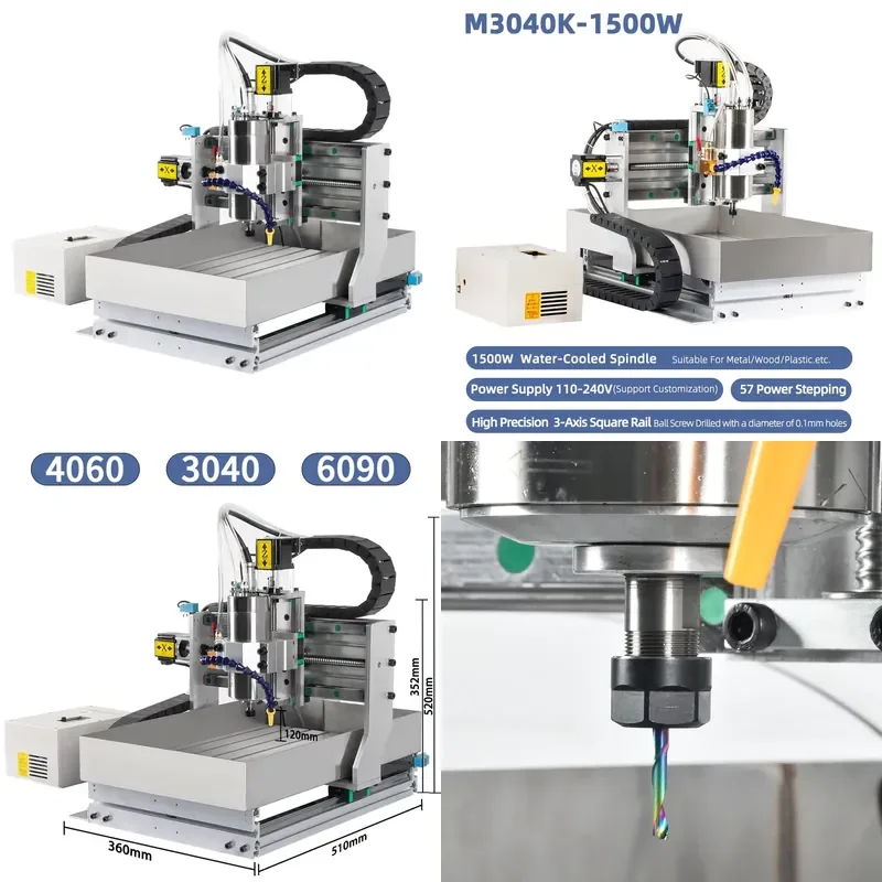 for 3040 1500W 3/4 Axis CNC Router Machine Mini Desktop for Wood High Precision Metal Copper Engraving