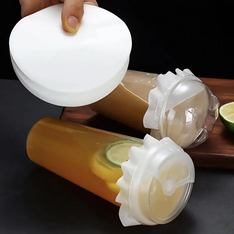 New 100/500pcs Disposable Leak Proof Paper Coffee Cup Cover Lid Films Anti Overflow Milk Tea Takeaway Beverage Cup Anti Leakage