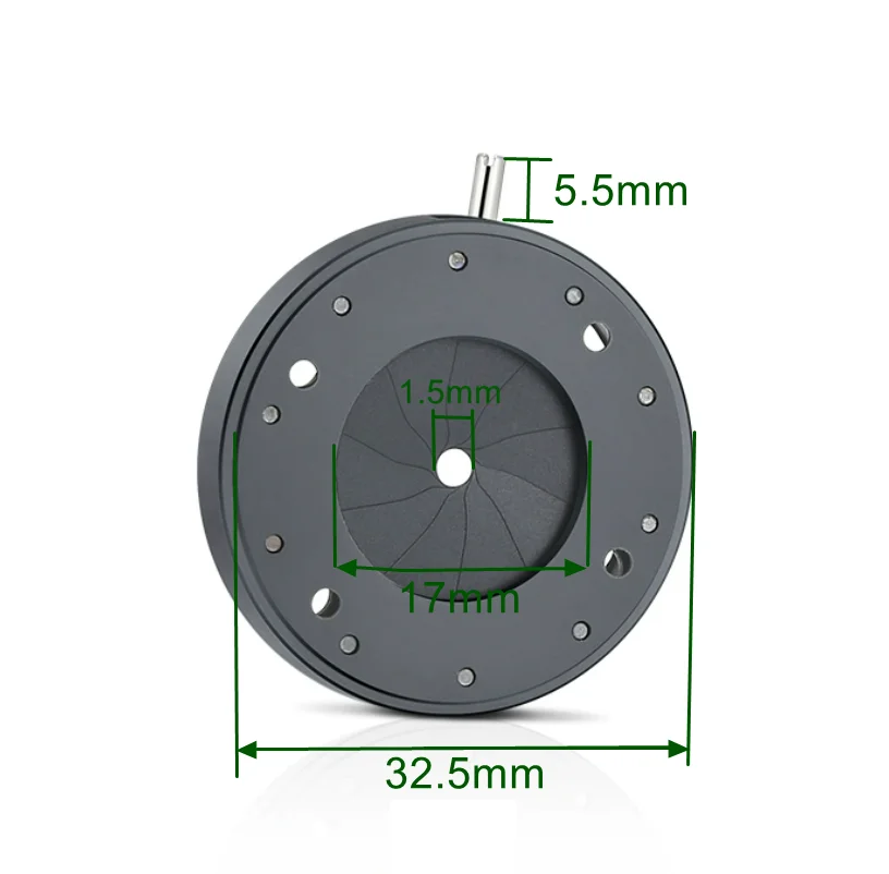 

1.5-17mm Mechanical Diaphragm Iris Range Adjustable Aperture Microscope Zoom Condenser Halo Camera Optical Module