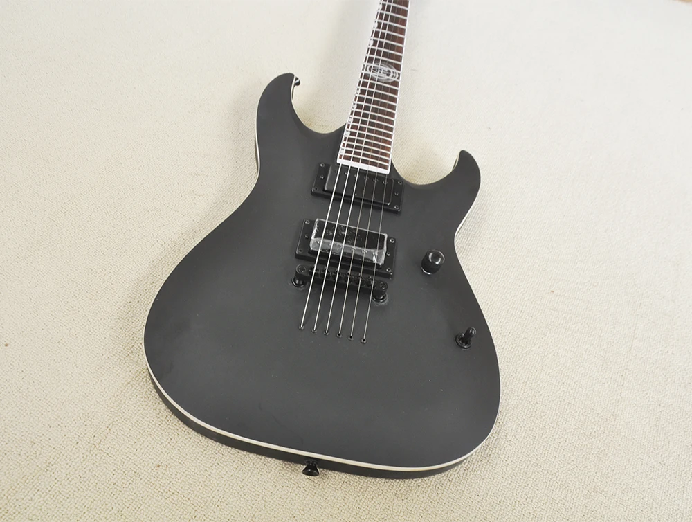 Matte Black Electric Guitar 6 Strings with Tremolo Bar,Rosewood Fretboard,Strings Through Body