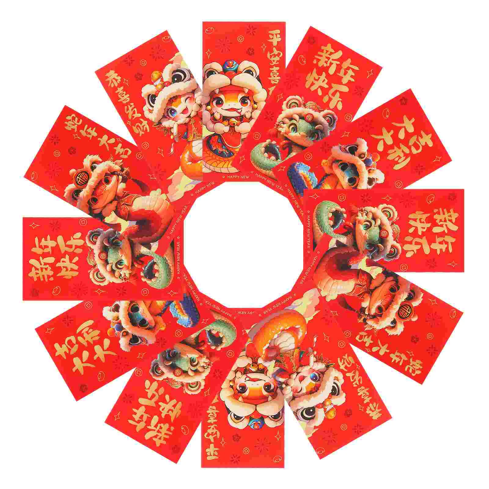 20 Pcs Spring Festival Lion Awakening Red Packet Chinese Envelope New Year Zodiac Bride