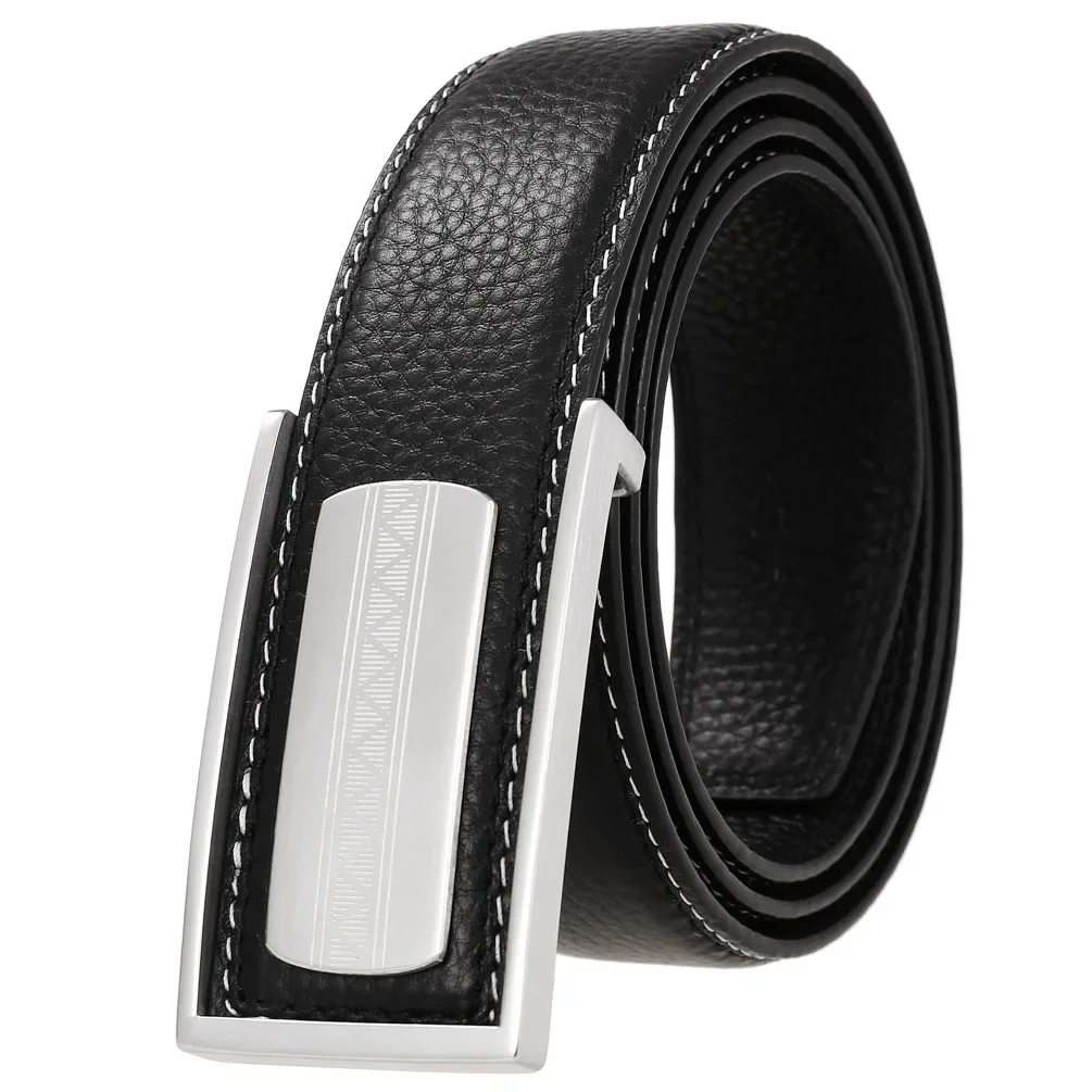 High-Grade Crocodil Men's Leather Embossing Automatic Checkoff Full-Grain Leather Business Waistband  Belt Luxury Designer