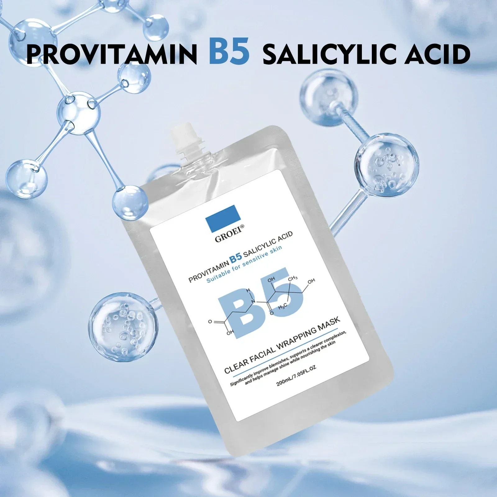 

Vitamin B5 & Salicylic Acid Face Wrapping Mask w/ Scraper Deep Cleanse Pores Reduce Blackheads for Acne Prone & Sensitive Skin