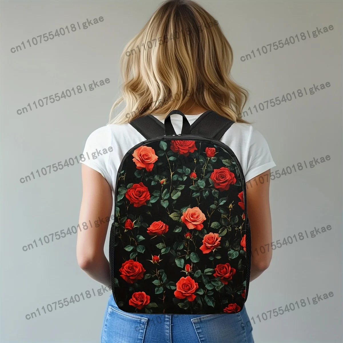 1pc Vintage Roses Floral Commuter Backpack for Adults, Spacious & Lightweight with Secure Zipper Closure, Washable Polyester Sho