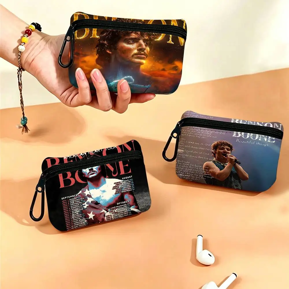 Singer B-Benson Boone Portable Oxford Fabric Mini Wallet Carabiner Design Small Coin Bag For Cards Keys Earphones