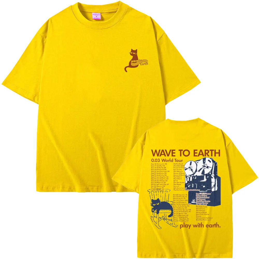 Camiseta de Wave To Earth Cat para hombres y mujeres, camisa de la