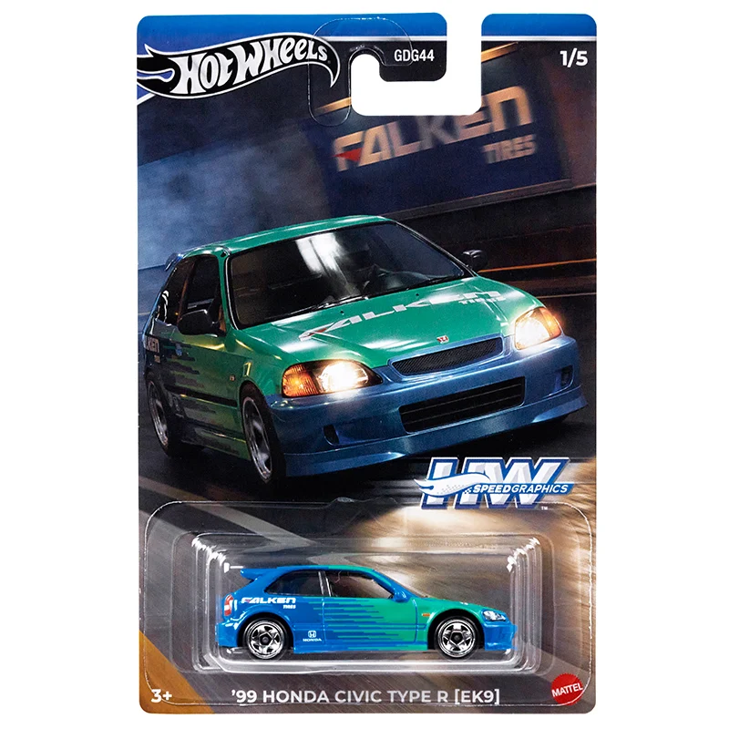 Hot Wheels Cars SPEEDGRAPHICS 99 HONDA CIVIC TYPE R EK9 BIG-AIR BEL-AIR 1/64 Metal Die-cast Model Collection Toy Vehicles GDG44