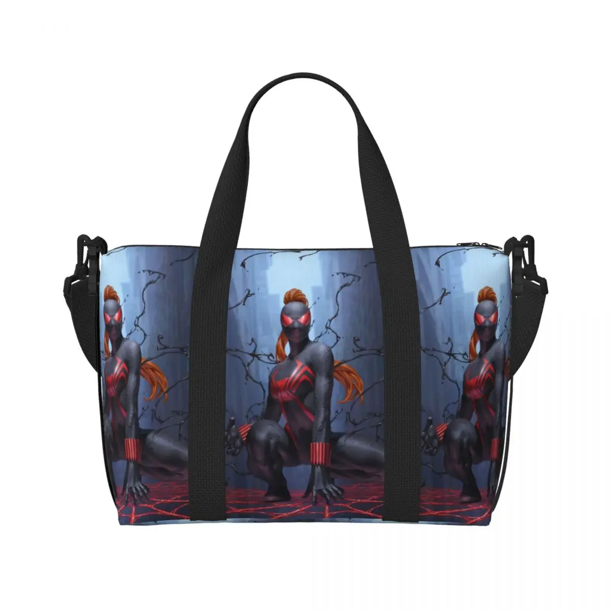 Custom Large Black Widow Spiderman Wallpaper Tote Bag Women Shoulder Shopper Beach Gym Travel Bag