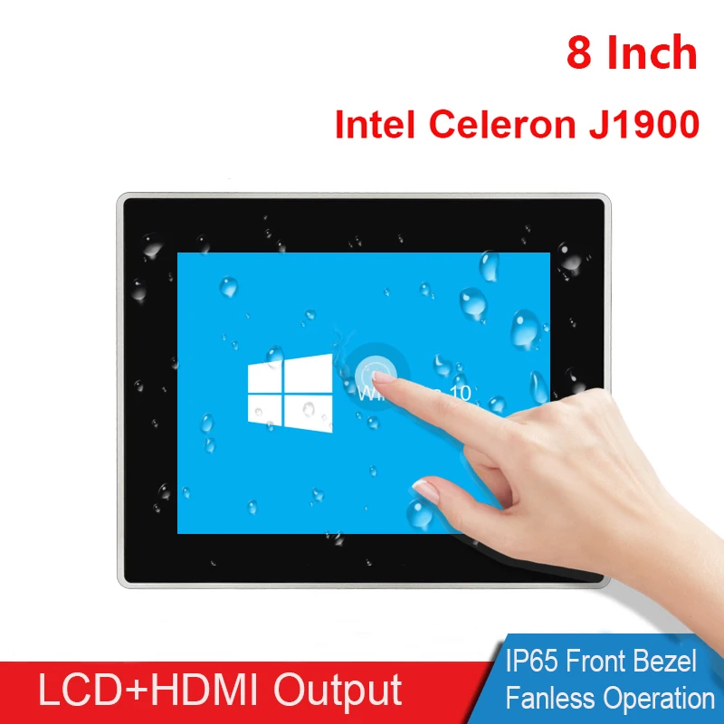 2022 Small Industrial Mini PC Windows 10/Linux 8 Inch Touch embedded Panel J1900 4GB RAM WIFI Vesa Wall Mount  All In One