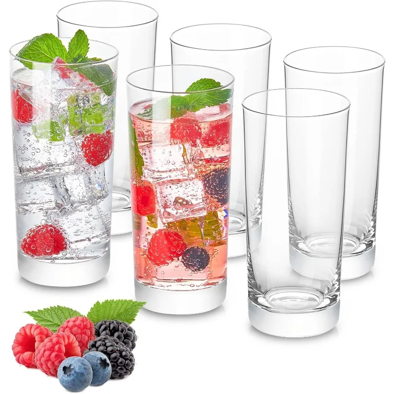 Heat-Resistant Drinking Glasses Set of 6 Double Fashioned Glass Lowball Tumblers 16oz