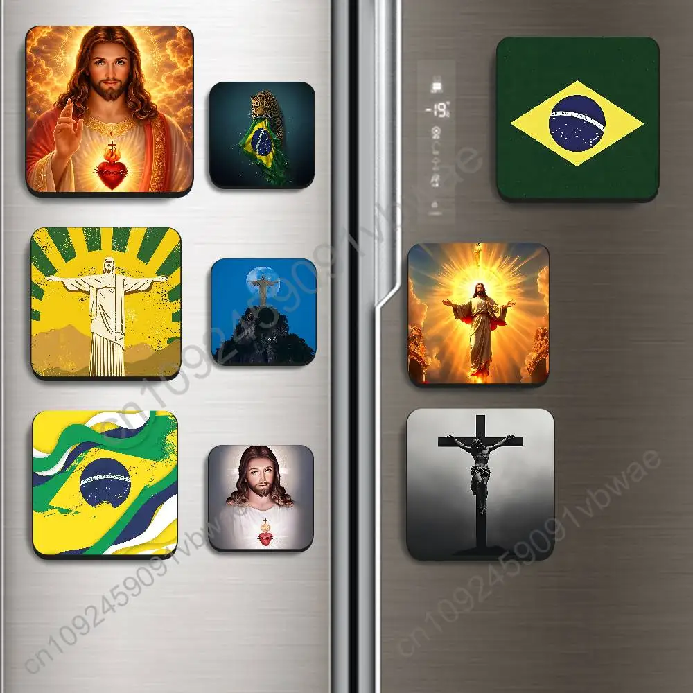 Brazil Flag & Jesus Christ Fridge Magnet