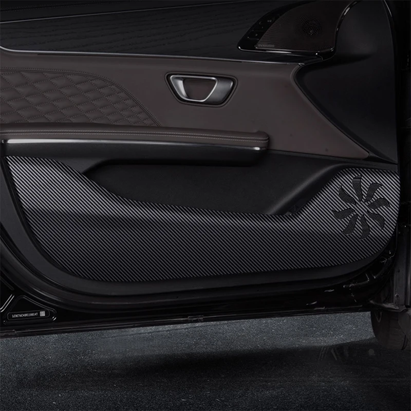 

For BYD HAN EV DM-i 2022-2025 Car Door Anti Kick Pad Carbon Fiber Leather Texture Anti Dirt Protective Sticker Auto Accessories