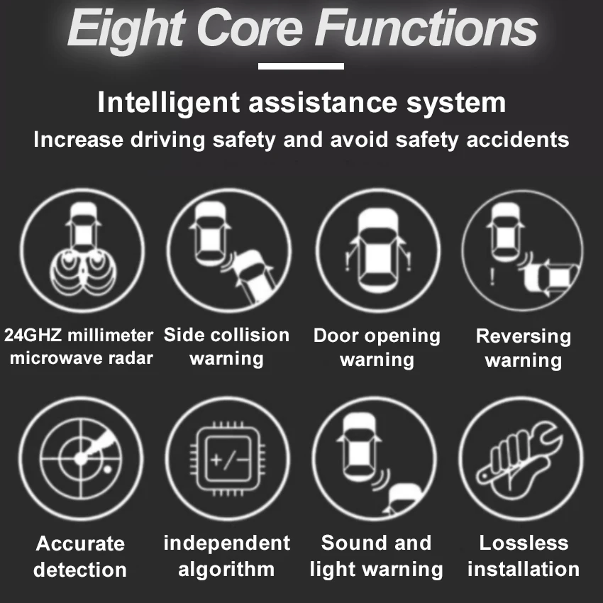 車 BSD BSM BSA 死角スポット警告ドライブミラーリアレーダーマイクロ波検出システム Trumpchi GS8 2017-2024