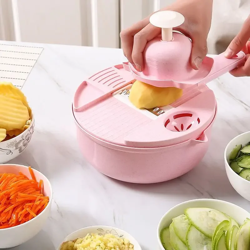 12-piece Set Multi-Function Vegetable Chopper Carrots Potatoes Manually Cut Shred Grater for Kitchen Convenience Vegetable Tool
