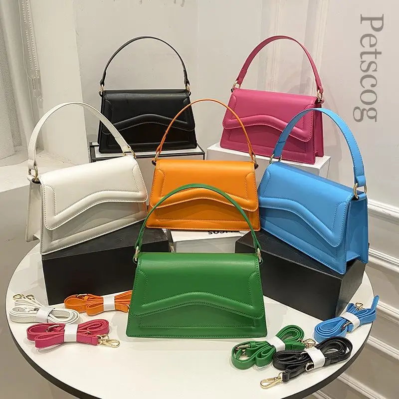 Borsa a tracolla di design borse piccole in pelle tinta unita Casual 2023 borsa da donna di nuova moda borse a tracolla con patta quadrata