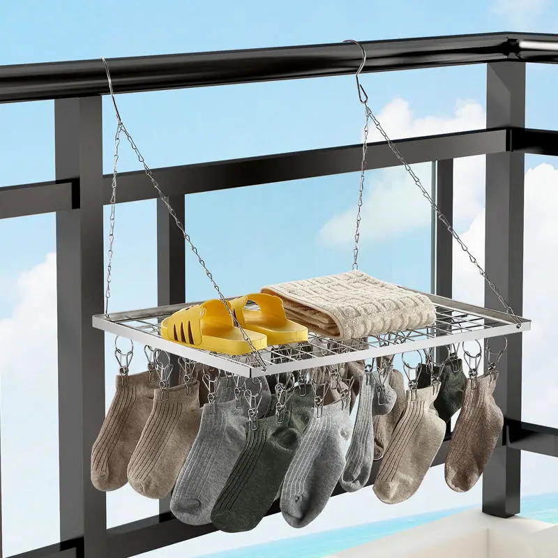 Stainless Steel Drying Basket 18 Clip Multifunctional Hangers for Clothes Underwear Drying Rack Multiple Clip Socks Baby Hangers