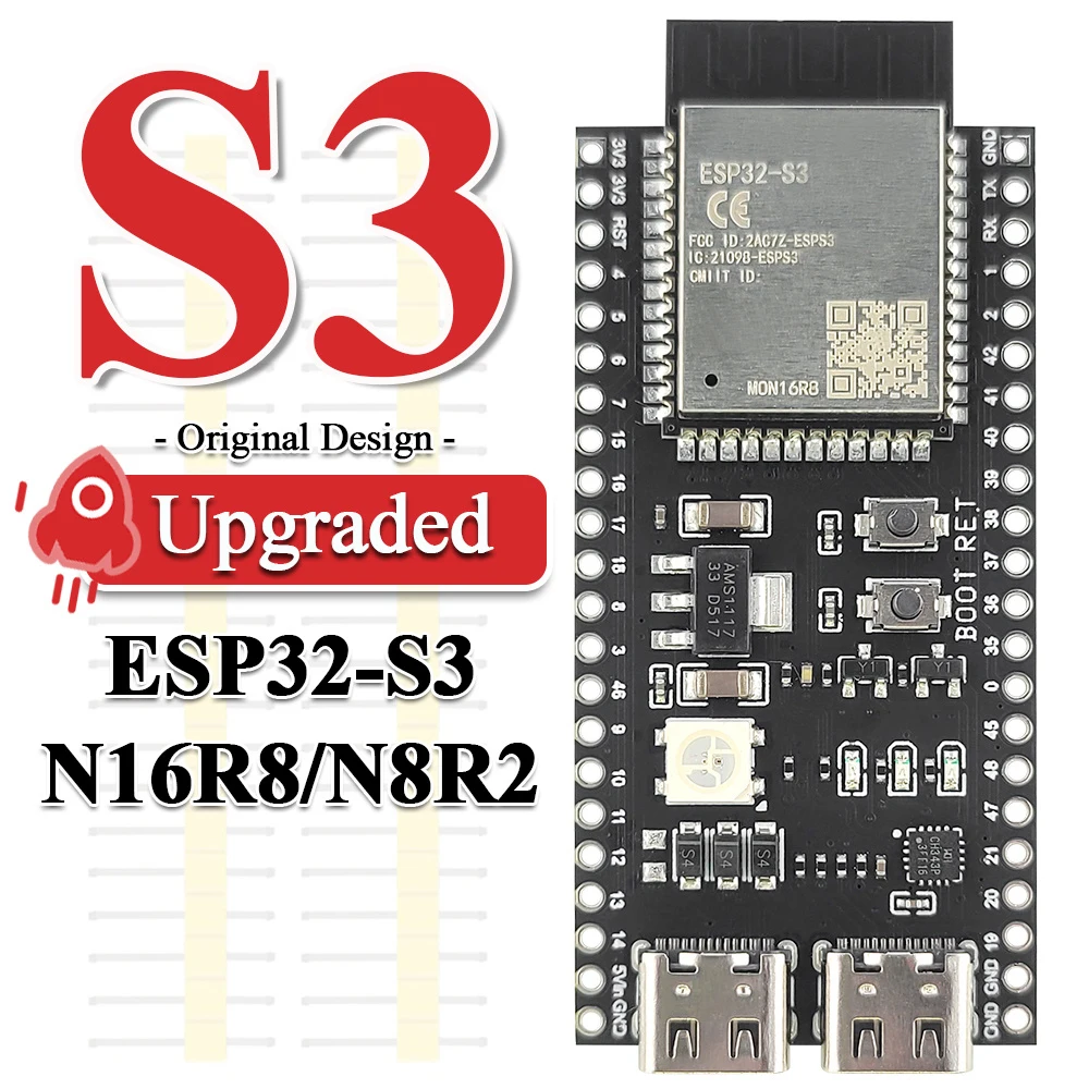 ESP32-S3 Development Board 2.4G Wifi BT Module BLE5.0 Original ESP32-S3 MCU N8R2 N16R8 44Pin Type-C 8M PSRAM