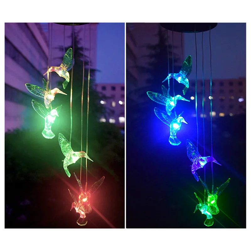 Luci solari da esterno AF90-Hummingbird, luci solari per carillon di vento, regali pendenti per mamma e nonna