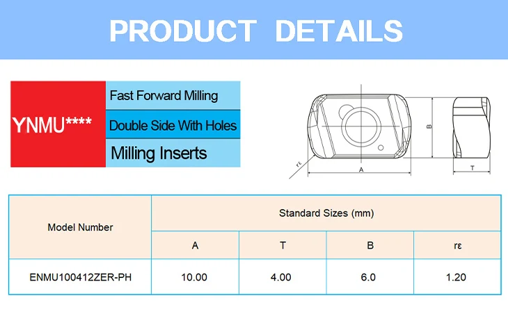 SUREWEL YNMU100412ZER Doppelseitiger Fräser kompatibel mit ENMU0303ZER Hartmetall-Hochvorschub-Fräseinsätzen MXG Gewindekopf-Einsatz CNC-Werkzeug – Detail 1