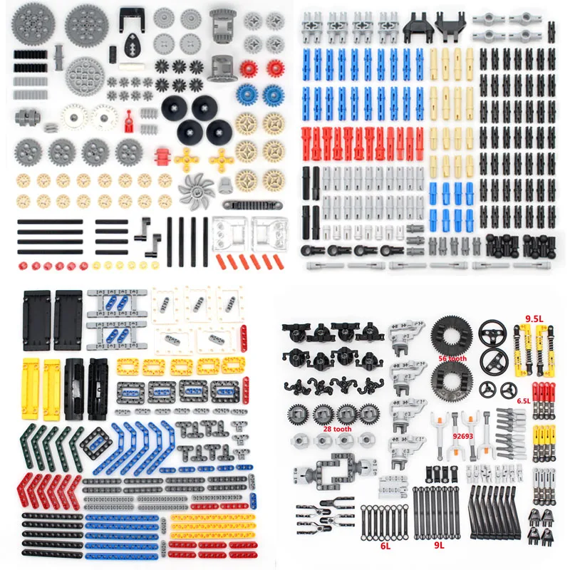 기술 블록 부품 다양한 사양 핀 연결/기어/홀 빔/충격 흡수 암 장난감 브릭 액세서리