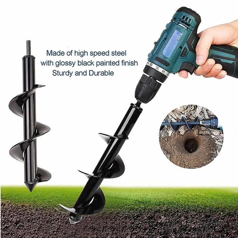 D2 9 to 18 Inch Earth Planter Spiral Auger Drill Bit Post Hole Digger Power Garden Auger Kit Spiral Drill Bit Tool Set for metal