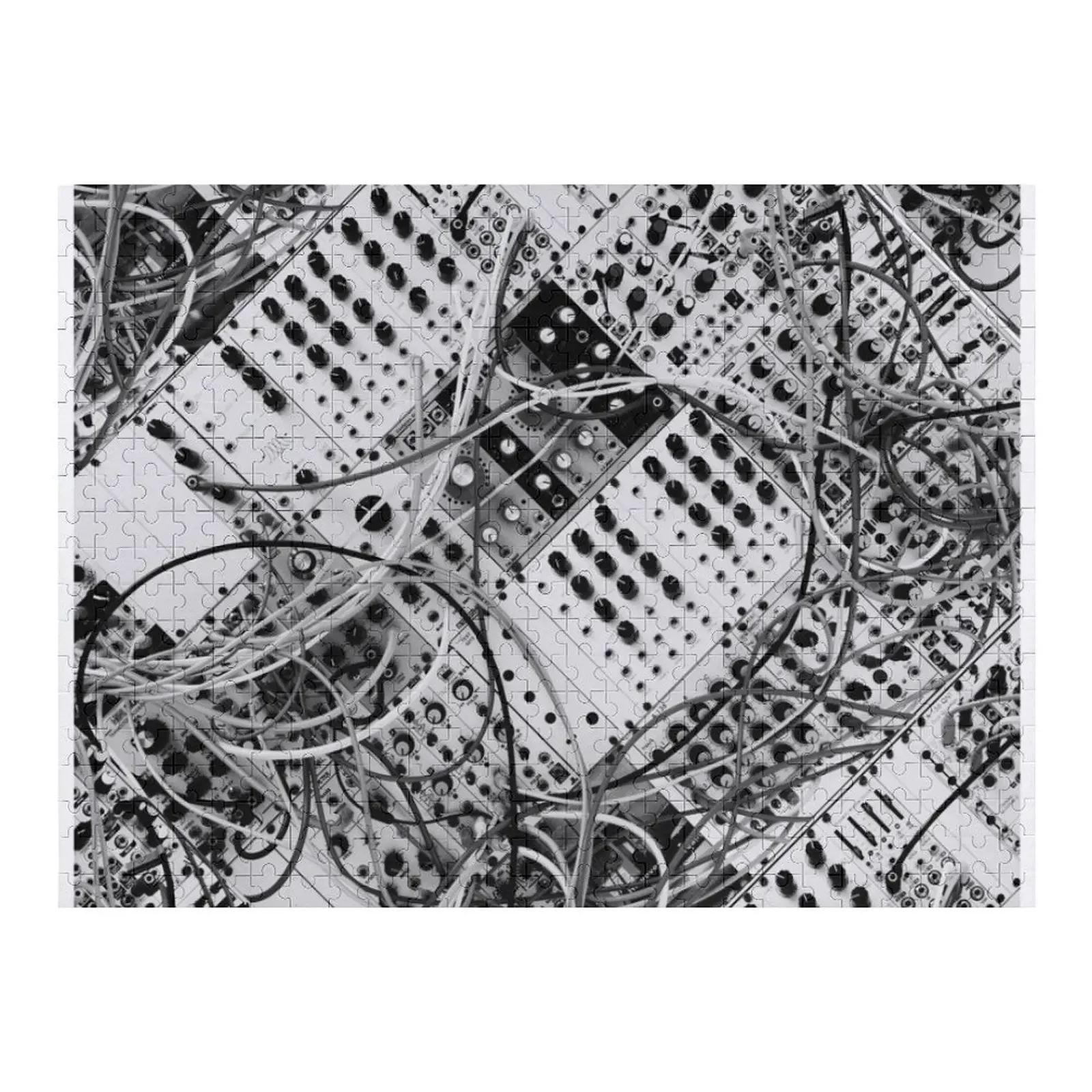 

analog synthesizer - diagonal black and white illustration Jigsaw Puzzle Picture Children Personalised Name Puzzle