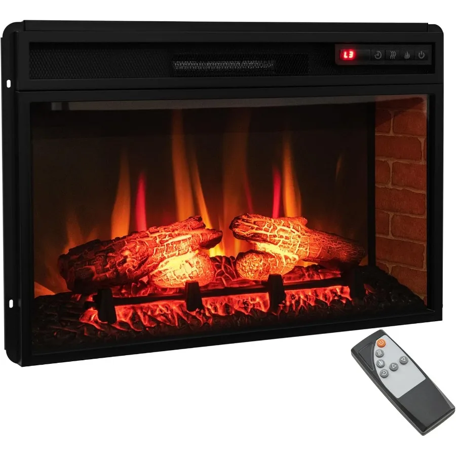 

26-дюймовый электрический камин мощностью 1400 Вт с дистанционным управлением для обогрева гостиной или спальни, 4777 БТЕ, встраиваемый отдельно стоящий F