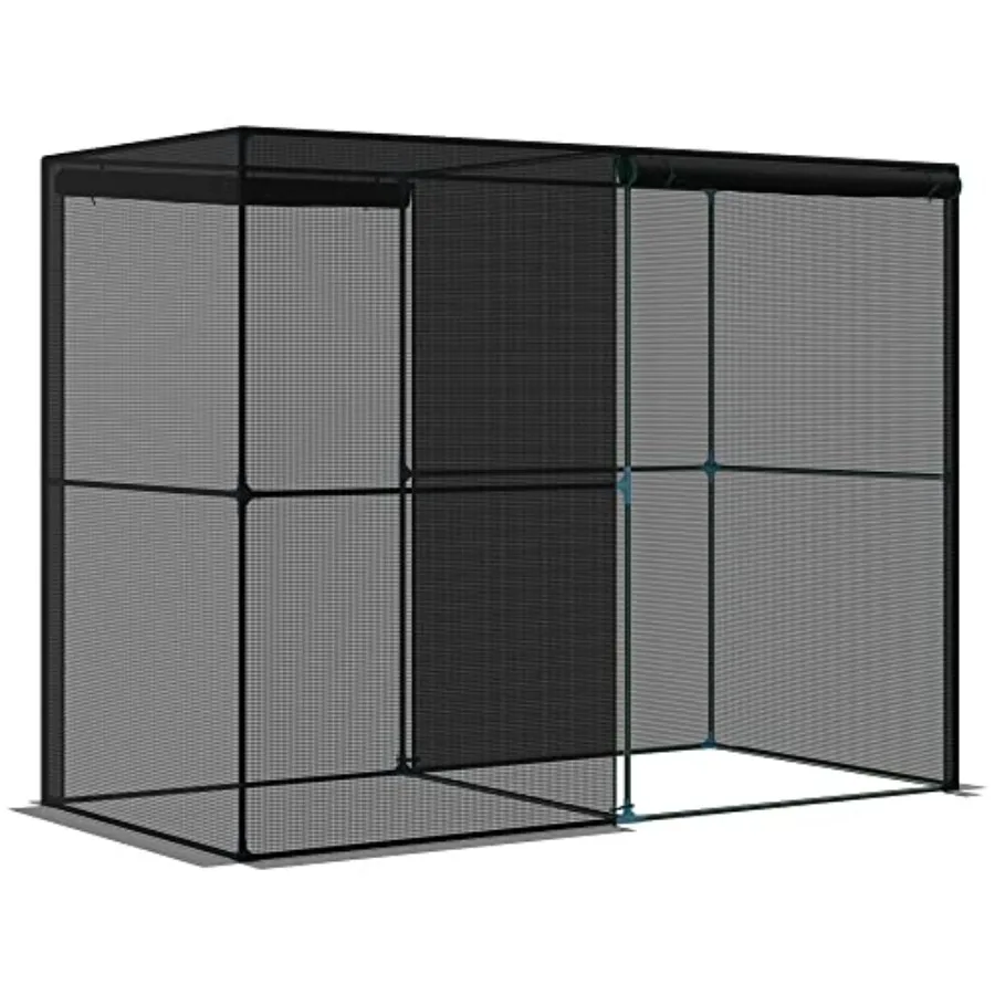 8' x 4' x 6' Crop Cage for vegetable garden and backyard use, black polyethylene mesh, zippered doors, UV-resistant and durable