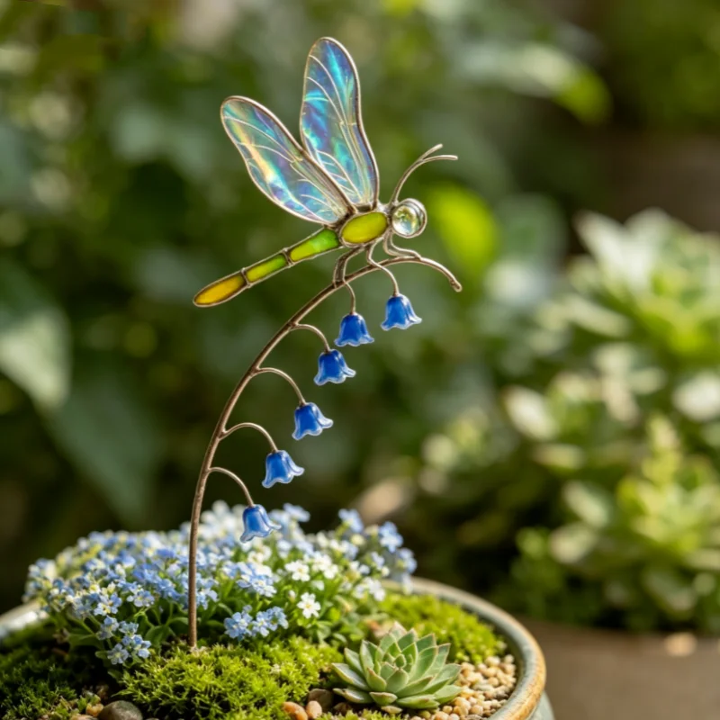 New Creative Handicraft Yard Lawn Ornament Simulation Butterfly Thin Stick Artificial Dragonfly With Stem Home Room Decor