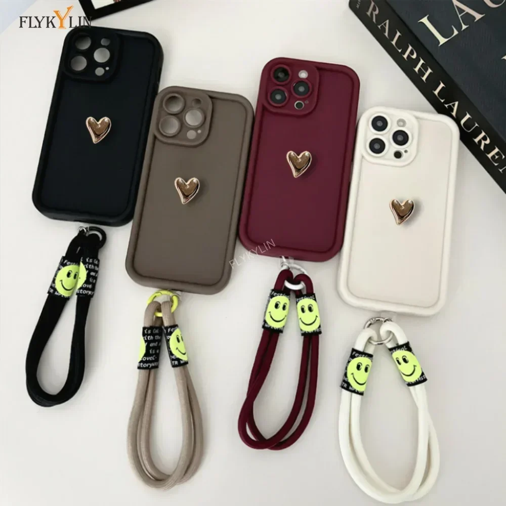 

3D Love Soft Silicone Phone Case For Samsung Hand Rope Protective Cover
