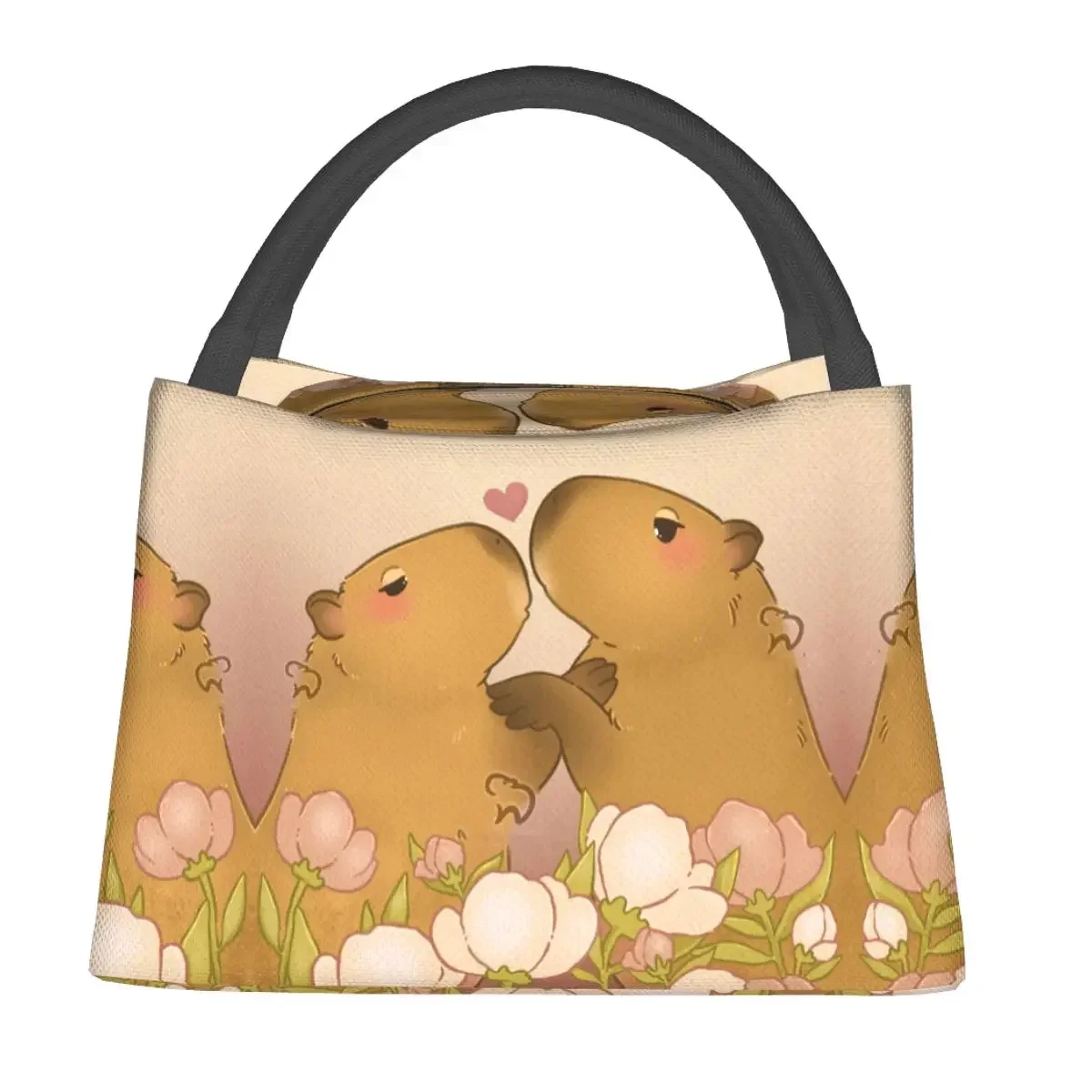 Cute Capybara Lunch Bag Cute Animals Casual Lunch Box For Women Travel Convenient Cooler Bag Print Thermal Tote Handbags