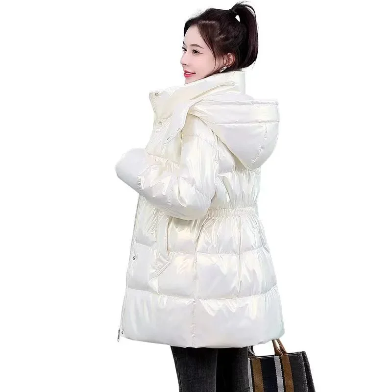 

Bright Faced Women Winter Coat Jacket Warm Down Cotton ParkasNew Female Cotton Coats Female Students With Waist Cinched Overcoat