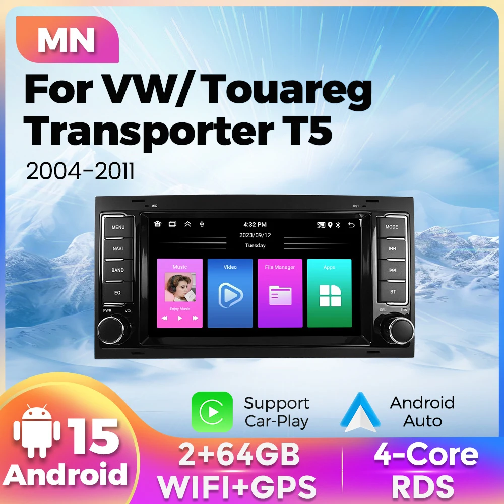 MEKEDE Android 15 Autoradio für VW Touareg Transporter T5 2004-2011 WIFI BT Carplay Android-Auto 7-Zoll Multimedia-Videoplayer