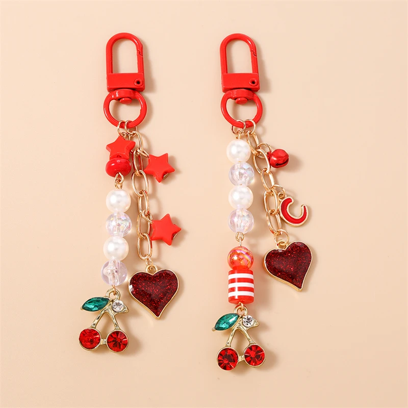 Modische Frucht-Kirsch-Schlüsselanhänger, Emaille-Herzanhänger, Schlüsselringe für Damen und Herren, Autoschlüssel, Handtaschen-Schlüsselanhänger, Accessoires, DIY-Geschenke – Detail 3