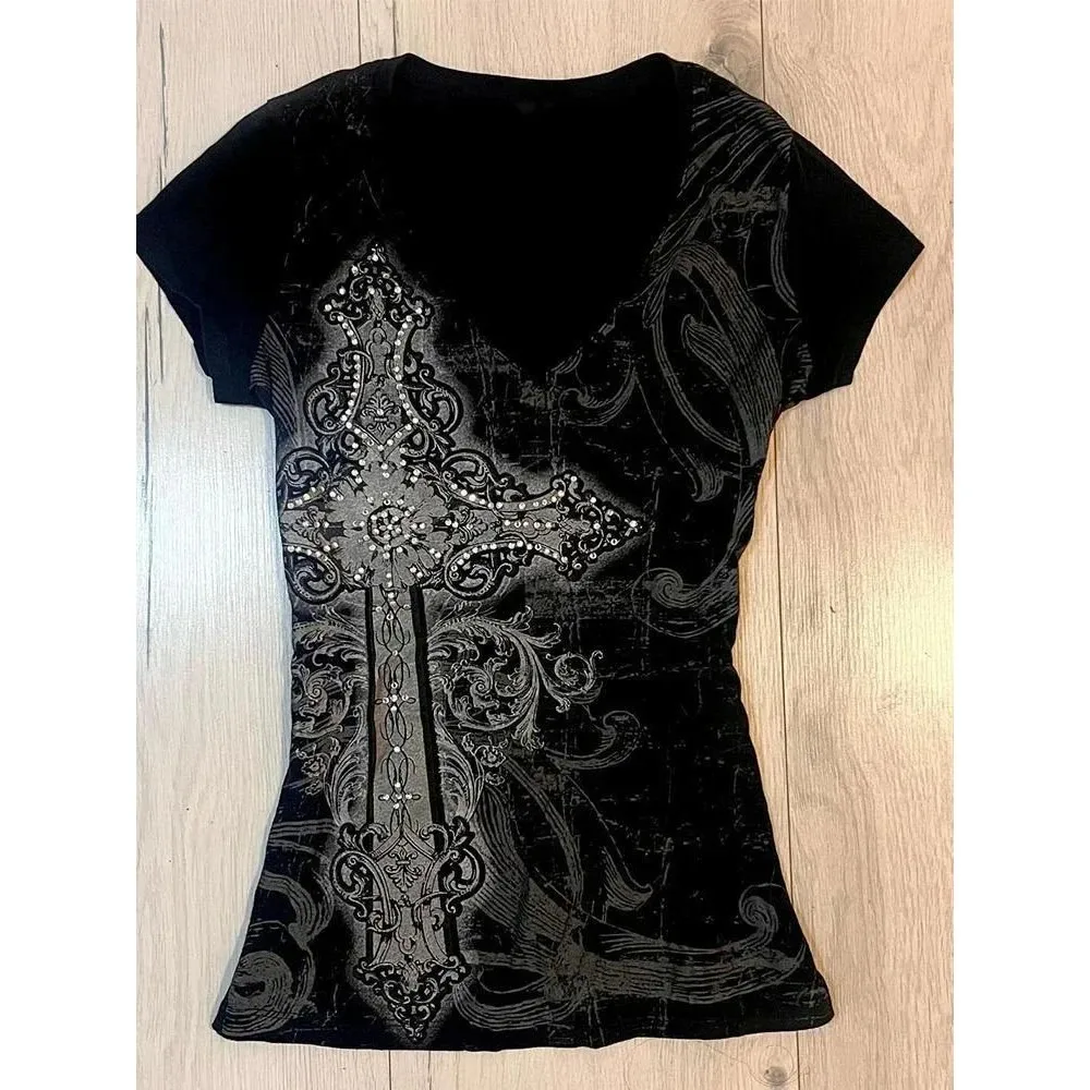 

Летний женский укороченный топ в стиле Y2K с принтом тай-дай, Cleanfit, из других материалов, 100% хлопок, А-силуэт, футболка