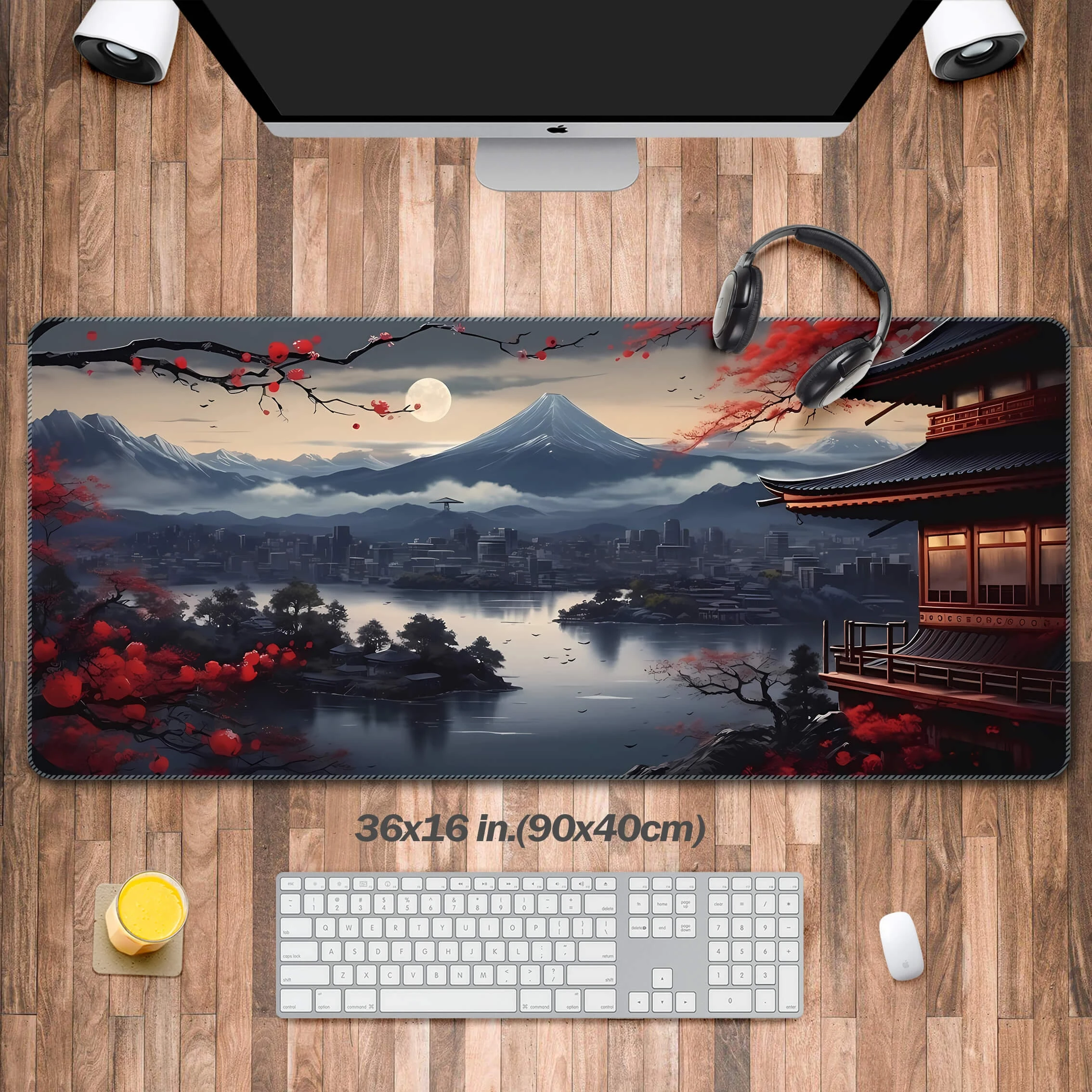 Landscape Desk Pad Retrowave Fuji Desk Mat Desktop Decor Mouse Pad Pc Accessories Desk Mats Gaming Computer Mat XXL Extended