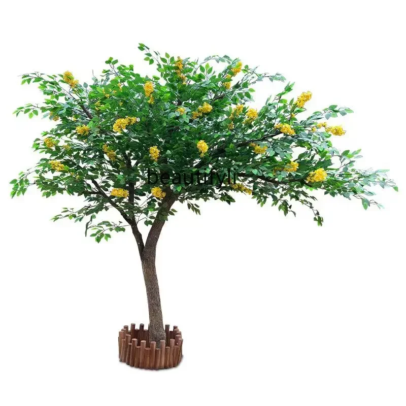 

new style Simulation Osmanthus Tree Wish Fake Trees Large Plant Peach Pear Cherry Indoor Living Room Fortune Happy Decoration