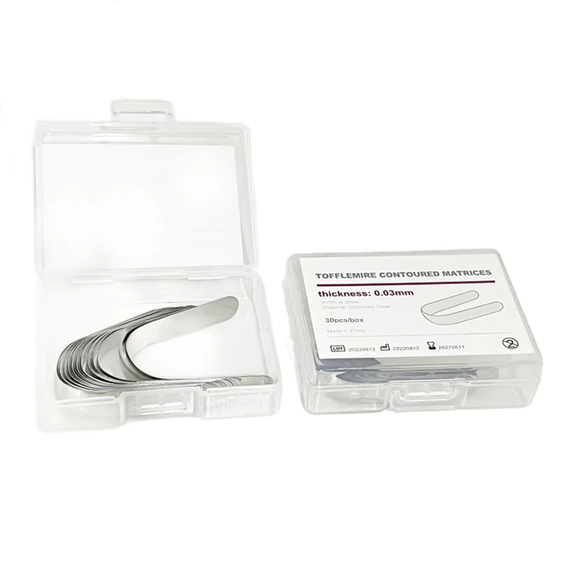 30Pcs dental matrix Toflimel contour matrix stainless steel double contour matrix with 0.03mm/0.038mm dental material