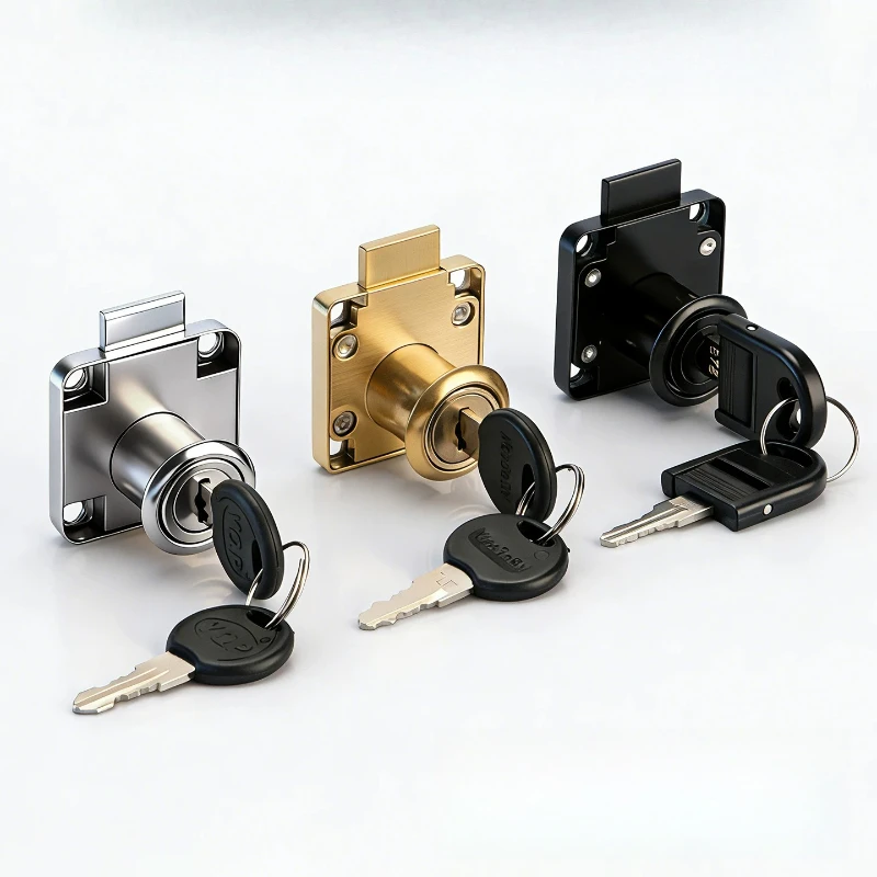 4 set Office Desk Drawer Lock, Old Style Extended Locks, Cylinder Safety Cabinet Lock, Bedside Table Lock, with Keys and Screws