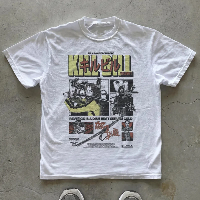 Kill Bill Japanese Graphic T-Shirt | Vintage Manga Style Revenge Tee | Film Poster Tee | Japan Retro Gamer Cult | Movie Shirt