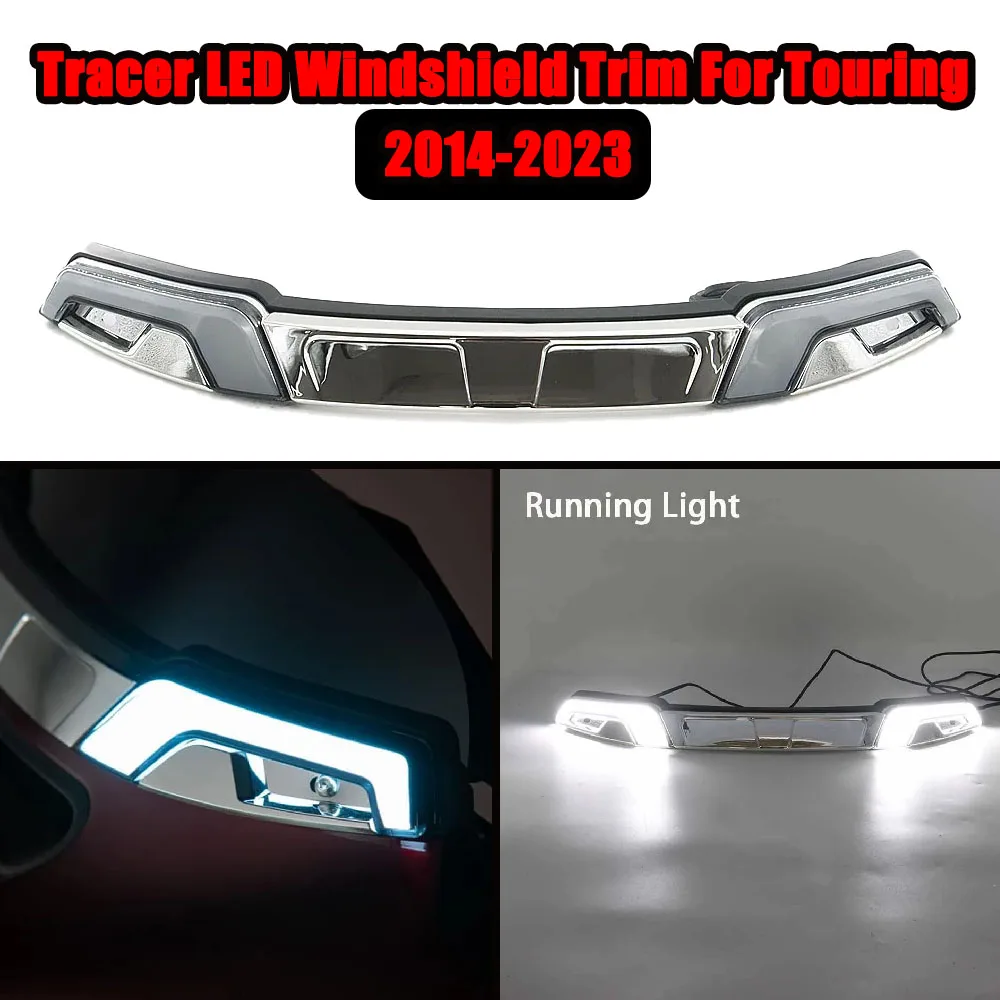 

Совершенно новая светодиодная накладка на лобовое стекло Tracer для мотоцикла 2014-2023, подходит для Touring Street Glide Road King Electra Tri Glide FLHR FLHX FLTXR