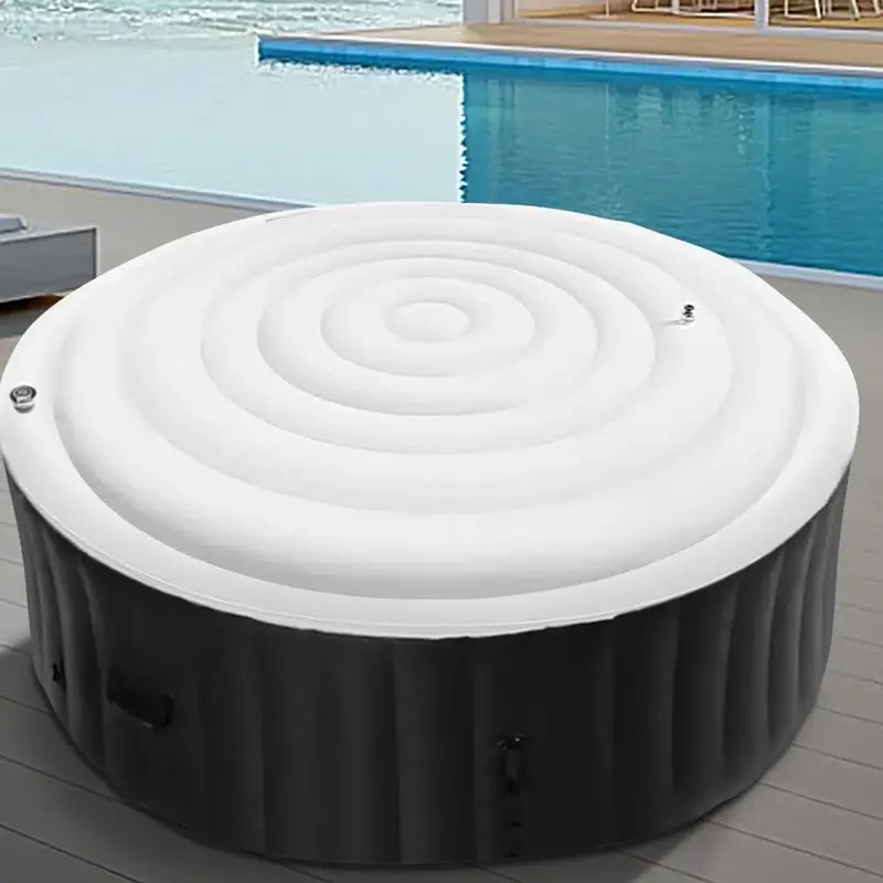 Inflatable Hot Tub Cover Windproof Lid Hot Tub Cover with Handles Heat Insulation Foldable Hot Tub Cover for Easy Storage