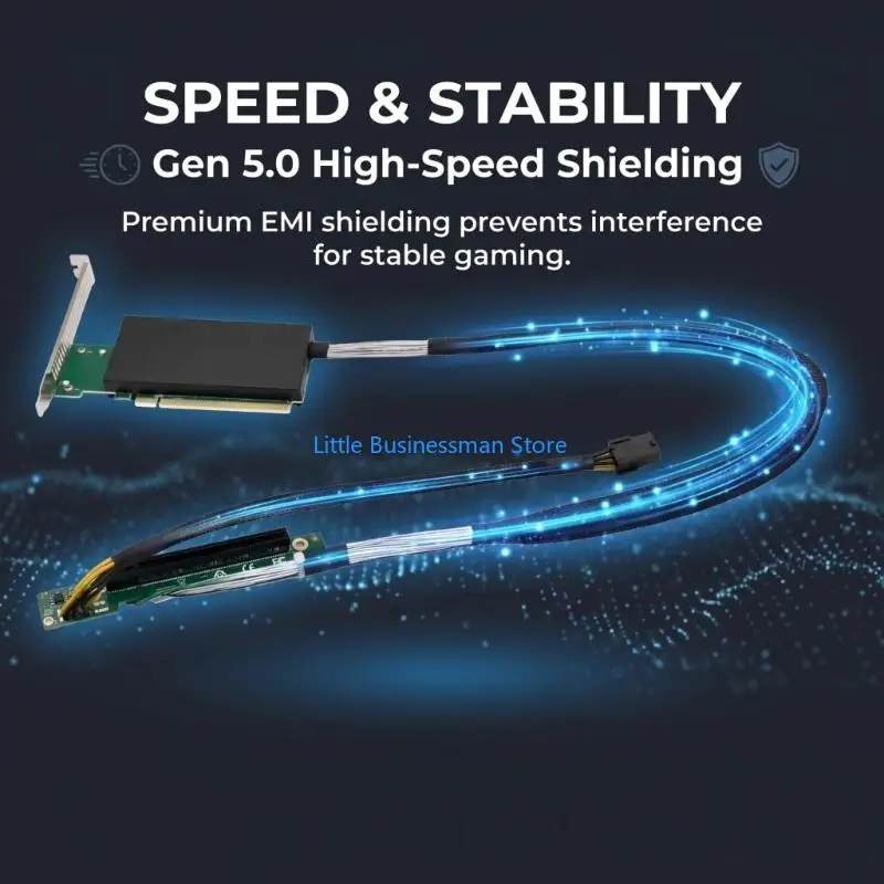 PCIe Slot Extension Cable, PCIe 5.0 X16 55CM Cable for Desktop GPU Mounting, Internal Cable Routing, and Flexible Build Layout