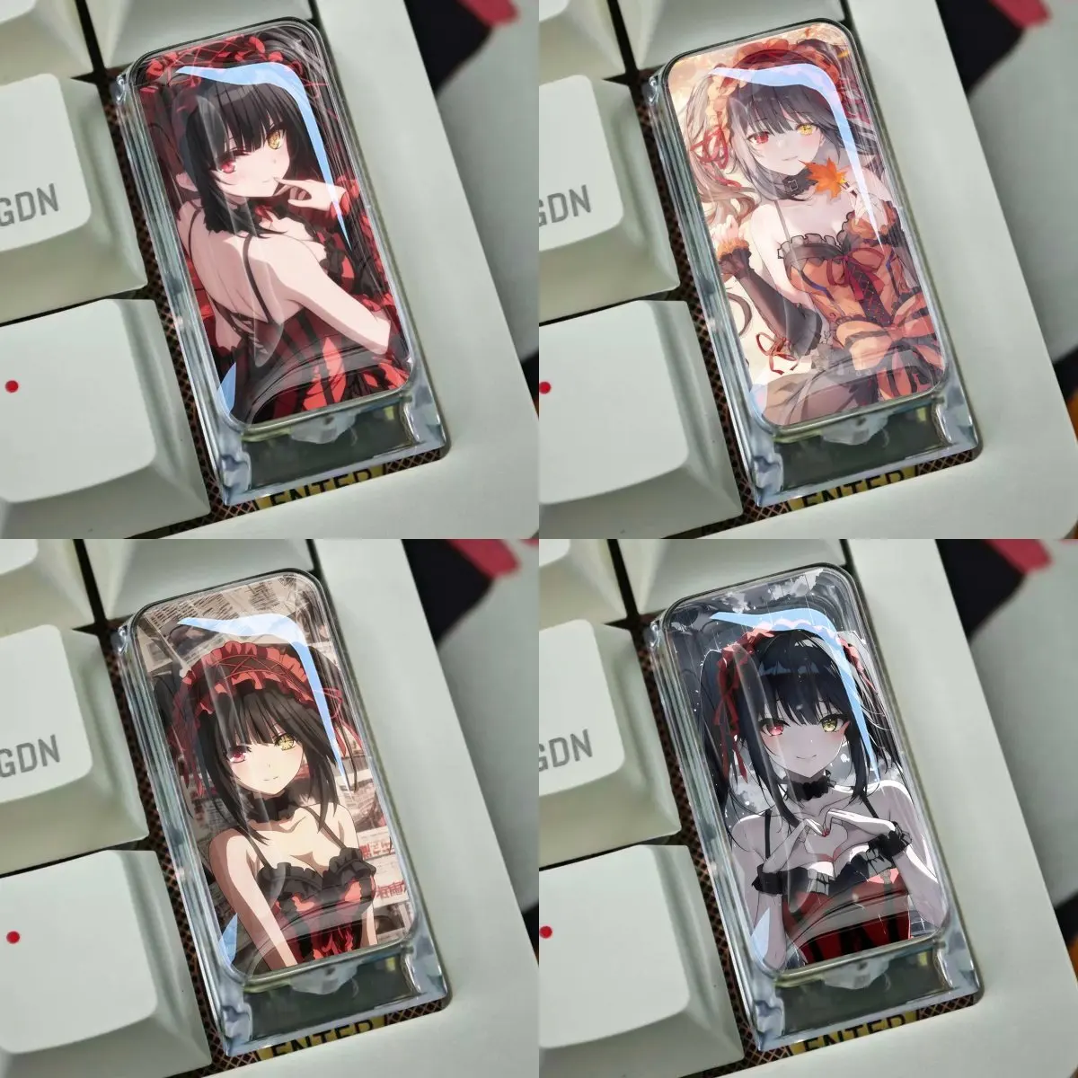 

Механические клавиши для клавиатуры DIY Goddess Story Tokisaki Kurumi, перекрестно-осевые механические клавиши для ПК, персонализированные кейкапы, подарочные игрушки